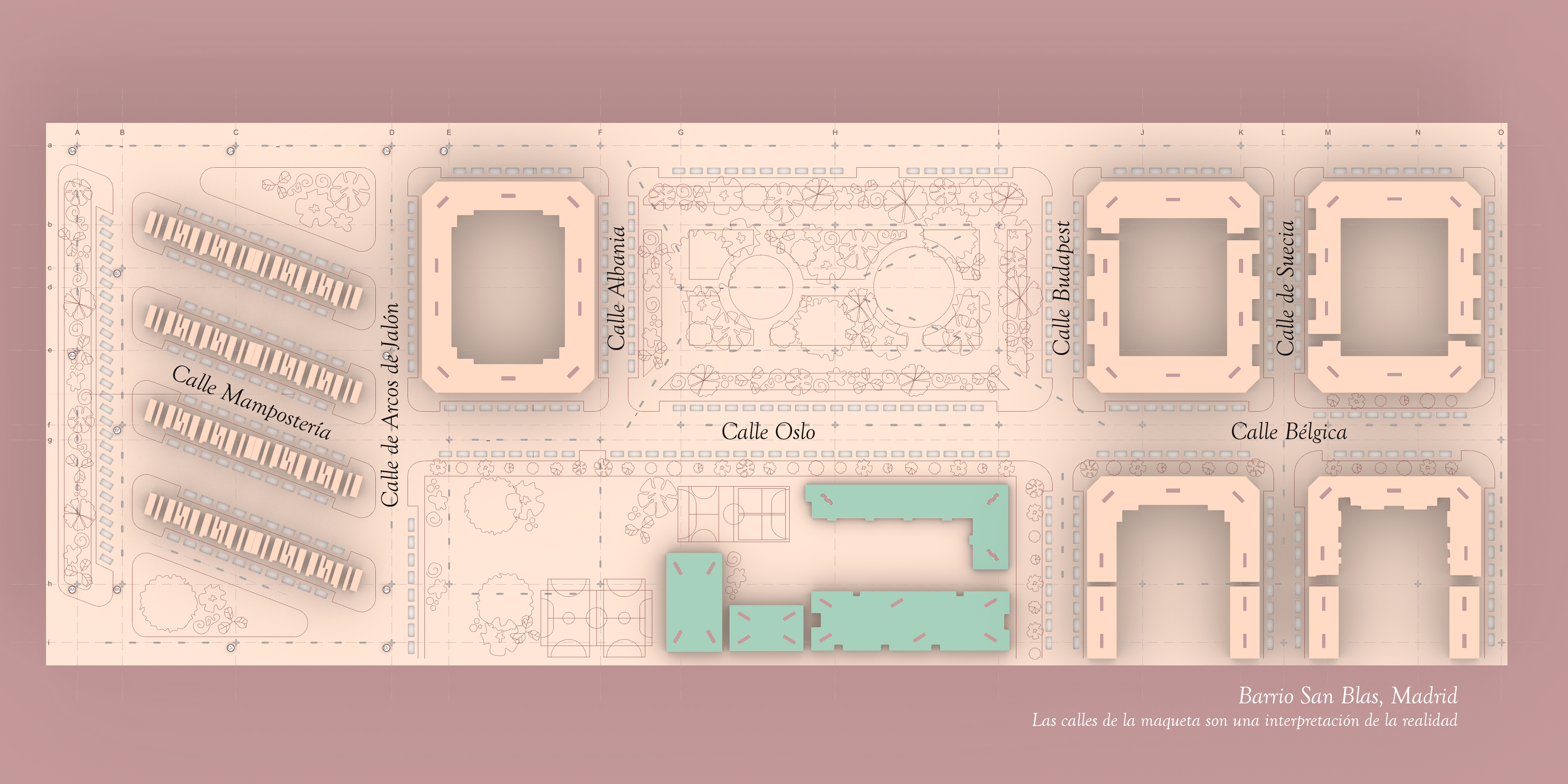 Plano de la maqueta del Barrio de San Blas, Madrid